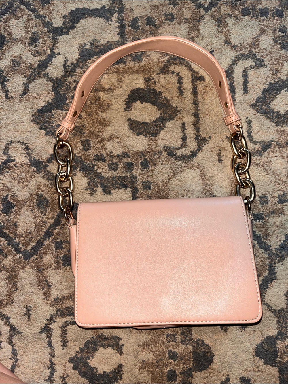 Madison West Peach-Pink Chain-Handle Shoulder Bag